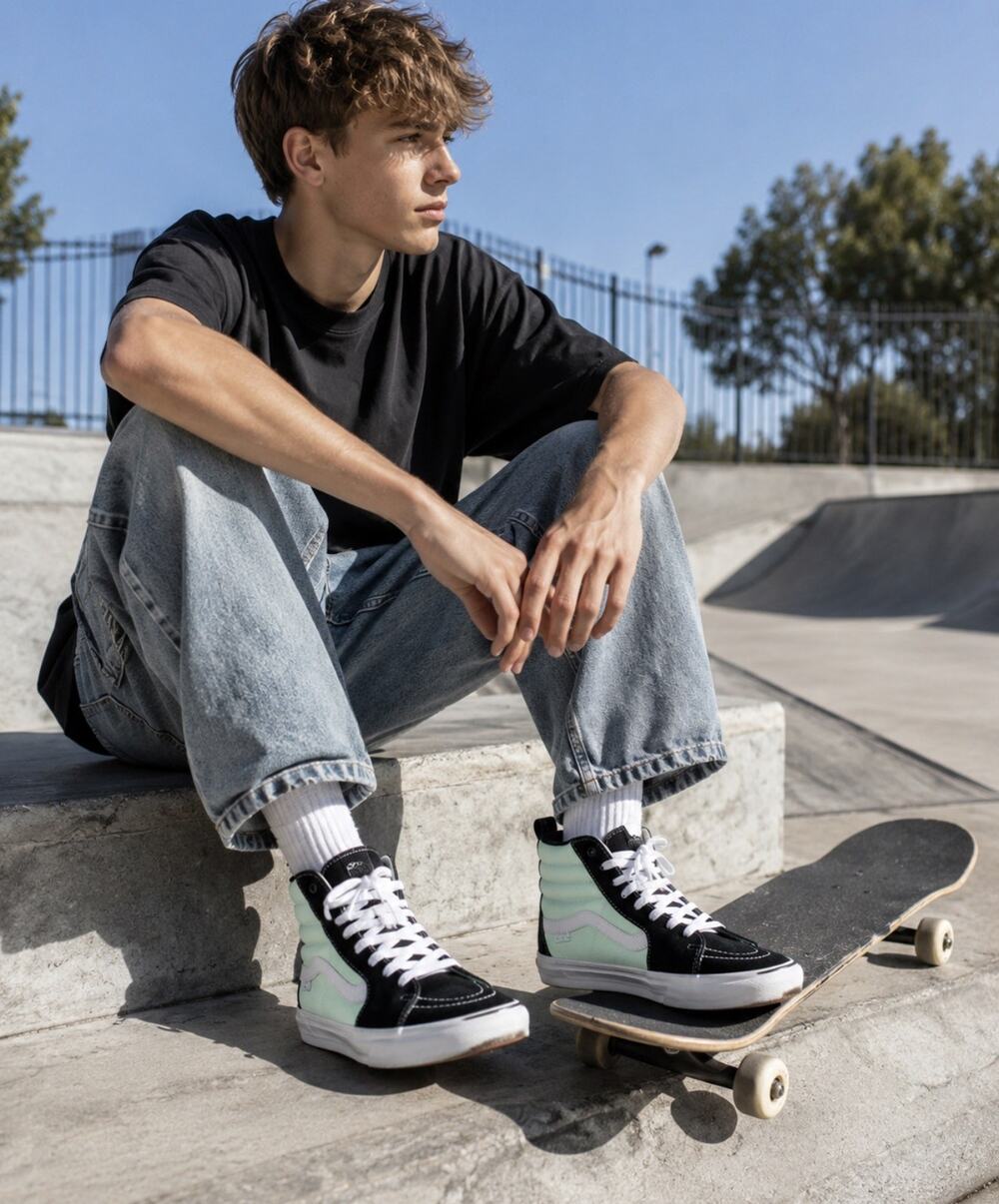 Vans Skate Sk8-Hi Mint Black Men’s 11.5 PopCush DURACAP VN0A5FCCM2T